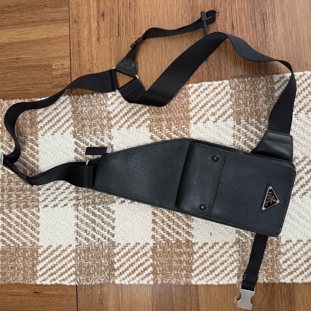 Black Prada Saffiano Leather Men's Crossbody Bag